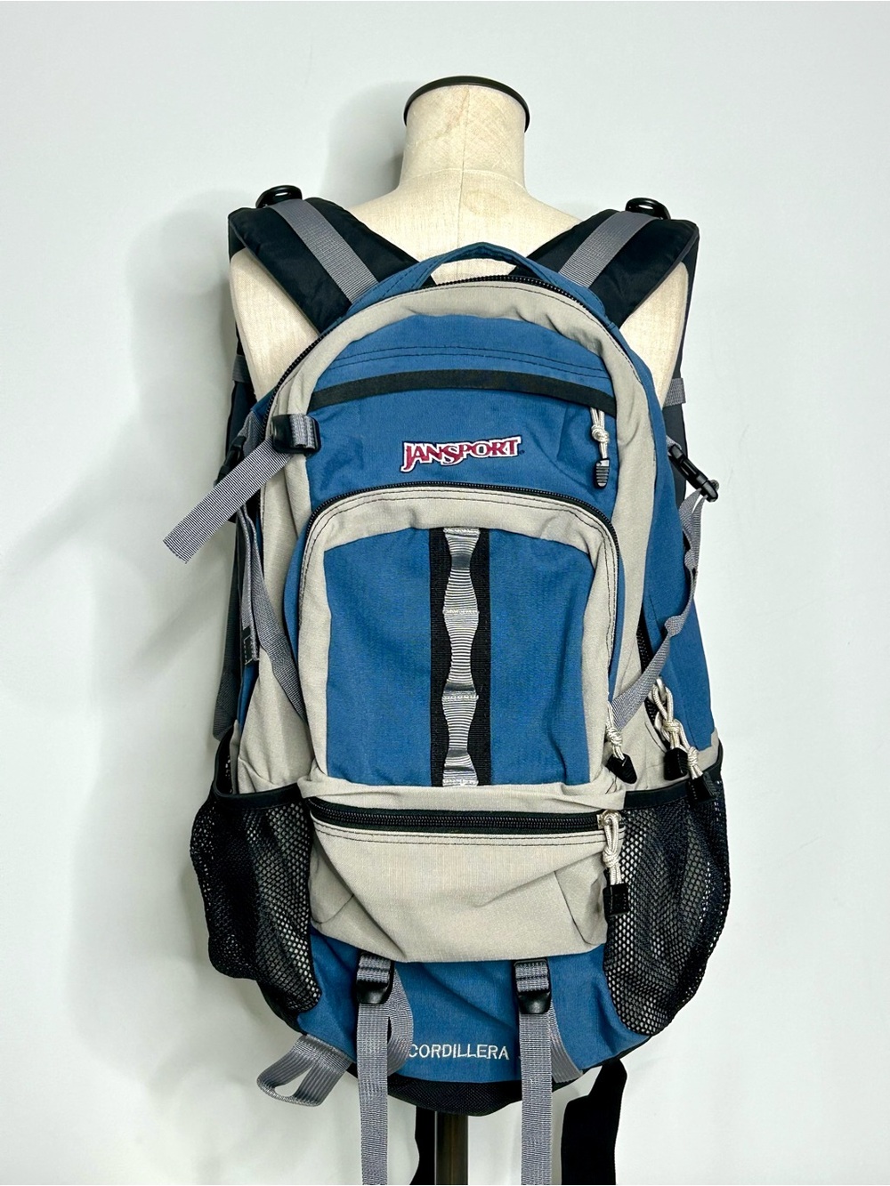 Vintage Jansport Cordillera Backpack, Y2K Technical Daypack in Blue and Grey